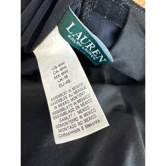 Ralph Lauren Black Plunge One Piece Halter Swimsuit  Dress Women's size 16W plus - Picture 4 of 10